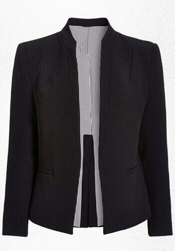 女士短款對(duì)襟黑色西服定制