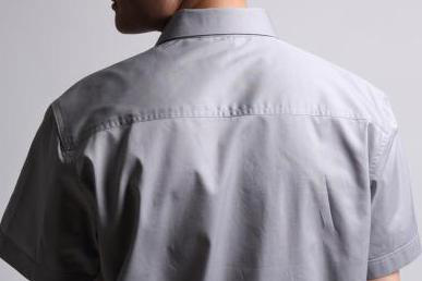 灰色短袖純棉吸汗工作服訂做細節圖